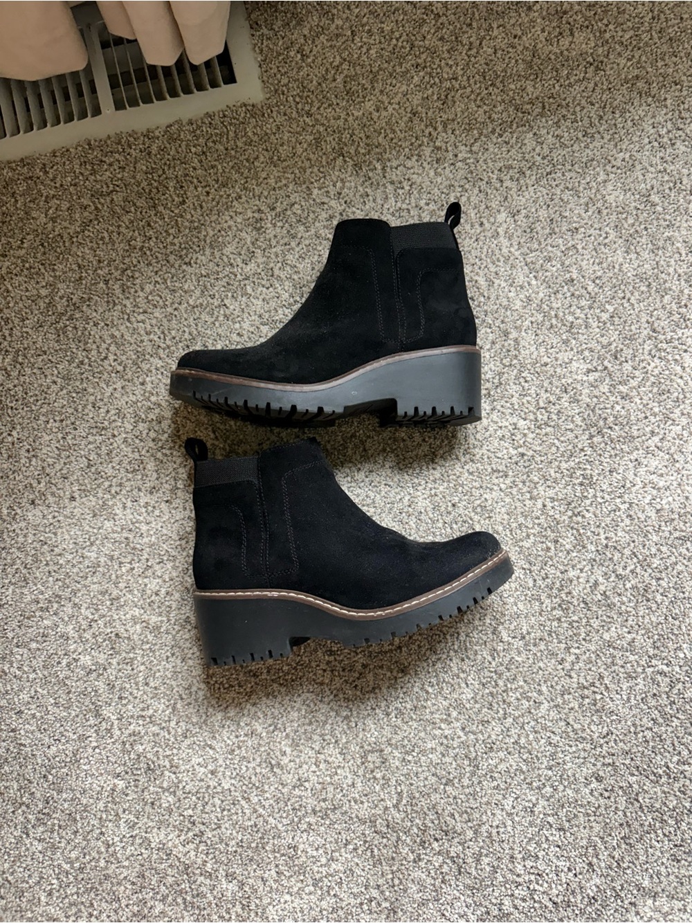 Sonoma Black Suede Chelsea Lug Heel Ankle Boots